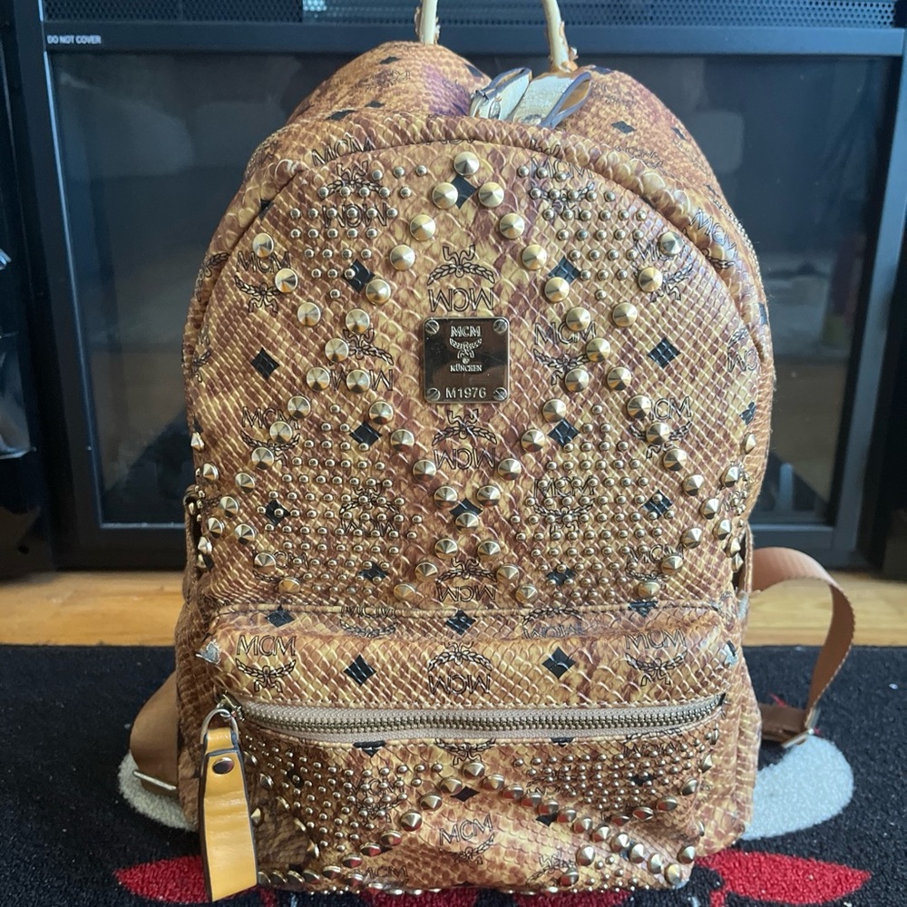 MCM backpack Studded Snakeskin